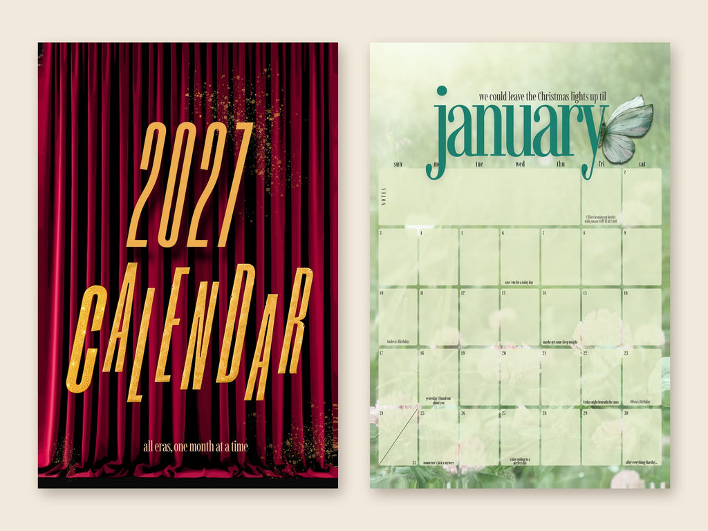 2027 Lyrical wall calendar, cover and a month page