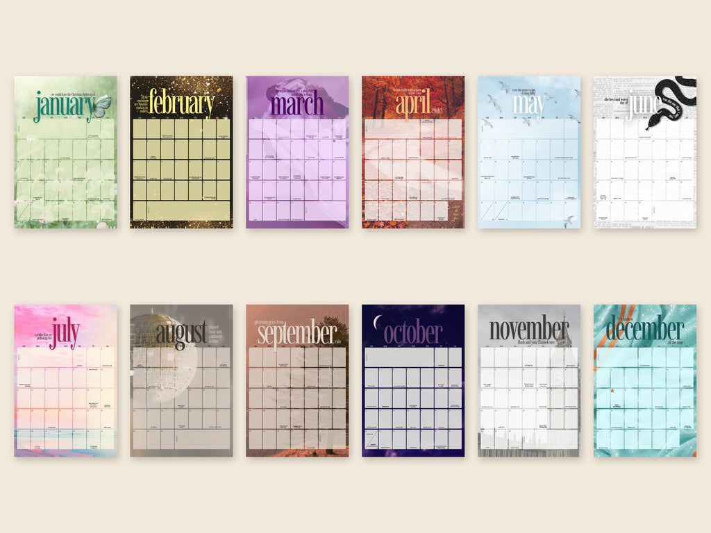 2027 Lyrical wall calendar, all twelve months