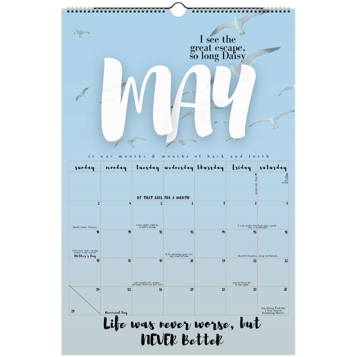 2026 Lyrical Wall Calendar — Fan-Made Eras Edition — photo 4